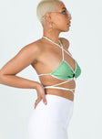 side view of model wearing Princess Polly Asani Top Green 