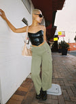 front view of model wearing Princess Polly The Stevie Cargo Pants Khaki 