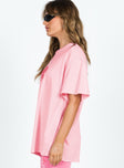 product Princess Polly Half Sleeves Crew Neck  Princess Polly Oversized Tee Squiggle Text Pink