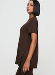 Niah Ribbed Top Chocolate