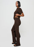 Palomia Ribbed Pants Chocolate