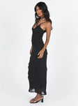 Front view of model wearing  front Princess Polly High Neck  Lars Maxi Dress Black