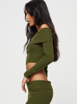 product Princess Polly Full Sleeves High Neck  Tagula Off The Shoulder Top Green