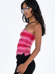 side view of model wearing Princess Polly Devia Strapless Top Pink Sleeveless straight 