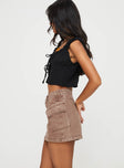 product Zakai Cargo Denim Mini Skirt Brown Princess Polly  Mini Skirts 