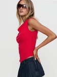 Coretta Ruched Asymmetrical Top Red