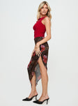   side view of model wearing Princess Polly Canaan Asymmetrical Midi Skirt Multi Midi Skirts 