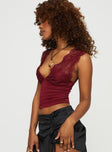 product Princess Polly Sleeveless Square Neck  Typha Top Burgundy