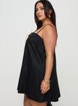 side view of model wearing Princess Polly Belong Together Mini Dress Black Curve Square Neck 