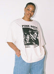 product Princess Polly Three Fourth Sleeves Crew Neck  Punk Rock Show Oversized Tee Grey Curve