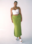 Front view of model wearing  front Mira Maxi Skirt Green Curve Princess Polly  Maxi 