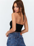 side view of model wearing Princess Polly Loriella Ring Detail Crop Top Black 