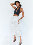 front view of model wearing Princess Polly Nelly Wide Leg Face Print Pants White 