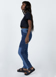 side view of model wearing Princess Polly Cameron Denim Jeans Mid Rise 