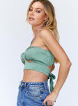 side view of model wearing Princess Polly Sascha Top Green 