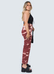 side view of model wearing Princess Polly James Denim Jeans Red Mid Rise 