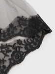 Black Veil Two tiered lace detailing on the hem mesh material