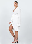 side view of model wearing Princess Polly Maisie Mini Dress White 