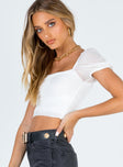 product Princess Polly Short Sleeves Square Neck  City Lights Crop Top White