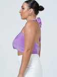 side view of model wearing Princess Polly Monroe Top Purple 