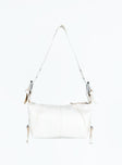 Faux leather shoulder bag Removable and adjustable strap, zip fastening and silver-toned hardware