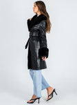 Brooklyn Faux Leather Long Coat Black