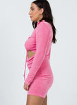 side view of model wearing Princess Polly Kylie Mini Dress Pink 