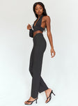 side view of model wearing Princess Polly Billie D Ring Pants Black 