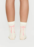 Bow Out Socks White/ Pink