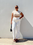 front view of model wearing Princess Polly Archer Pants White Curve 