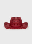 Straw cowboy hat Moulded brim, beaded detail