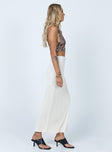   side view of model wearing Princess Polly Harriette Maxi Skirt Beige 