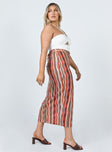   side view of model wearing Princess Polly Molly Retro Stripe Midi Skirt Multi 