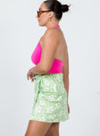   side view of model wearing Princess Polly Kiki Mini Skirt Green 