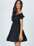 side view of model wearing Princess Polly Daniela Mini Dress Black 