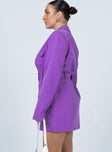 side view of model wearing Princess Polly Steinway Mini Dress Purple 