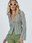 product Princess Polly Full Sleeves Asymmetric Neckline  Anni Stripe Shirt Multi