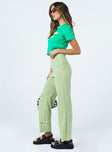 side view of model wearing Princess Polly Euros Pants Lime Green 