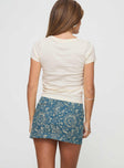 back view of model wearing Princess Polly Pravara Mini Skirt Ornate Mini Skirts 