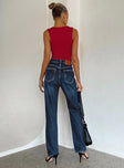 product Princess Polly Mid Rise  Holly Asymmetric Straight Leg Jean Dark Wash Denim