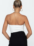 back view of model wearing Princess Polly Rashad Strapless Bodysuit White Sleeveless straight 