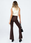 back view of model wearing Princess Polly Rita Roberts Flares Brown 