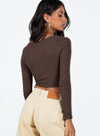 product Princess Polly Full Sleeves Square Neck  Laurina Long Sleeve Top Brown