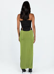 Front view of model wearing  front Harriette Maxi Skirt Green Lower Impact Princess Polly  Maxi 