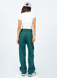 Front view of model wearing  front Princess Polly Mid Rise  Copeland Jeans Green