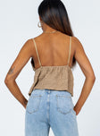 back view of model wearing Princess Polly Kellan Top Mushroom 