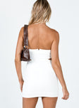 back view of model wearing Princess Polly Alaska Strapless Mini Dress White 