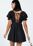 back view of model wearing Princess Polly Blissful Mini Dress Black 