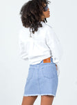 back view of model wearing Princess Polly Giannia Denim Mini Skirt Mini Skirts 