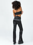 Front view of model wearing  front Princess Polly High Waisted Pants  Matina Pants Black